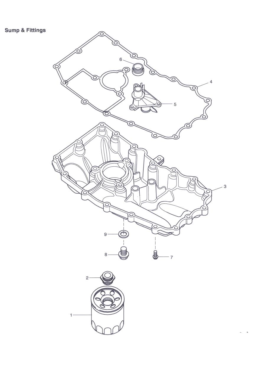 Sump & Fittings exploded diagram