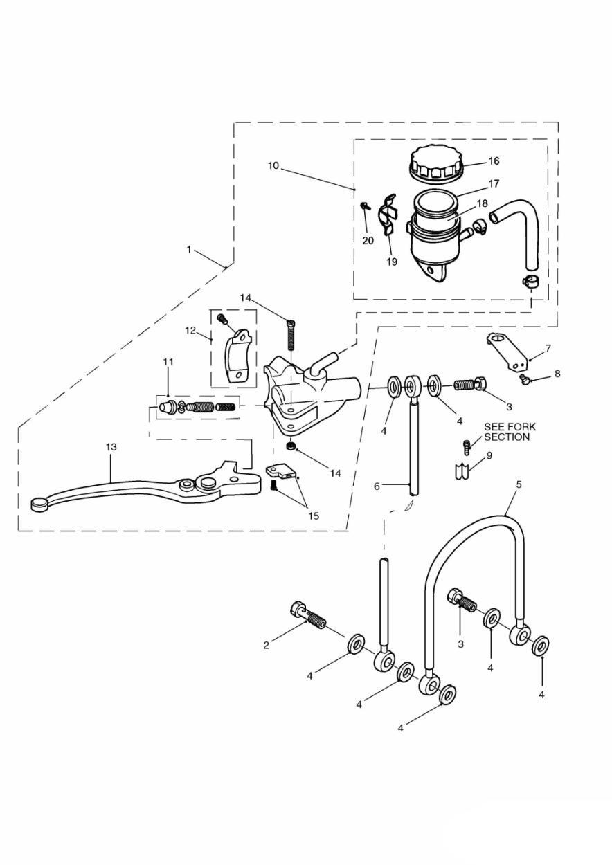 Front Brake Master Cylinder exploded diagram