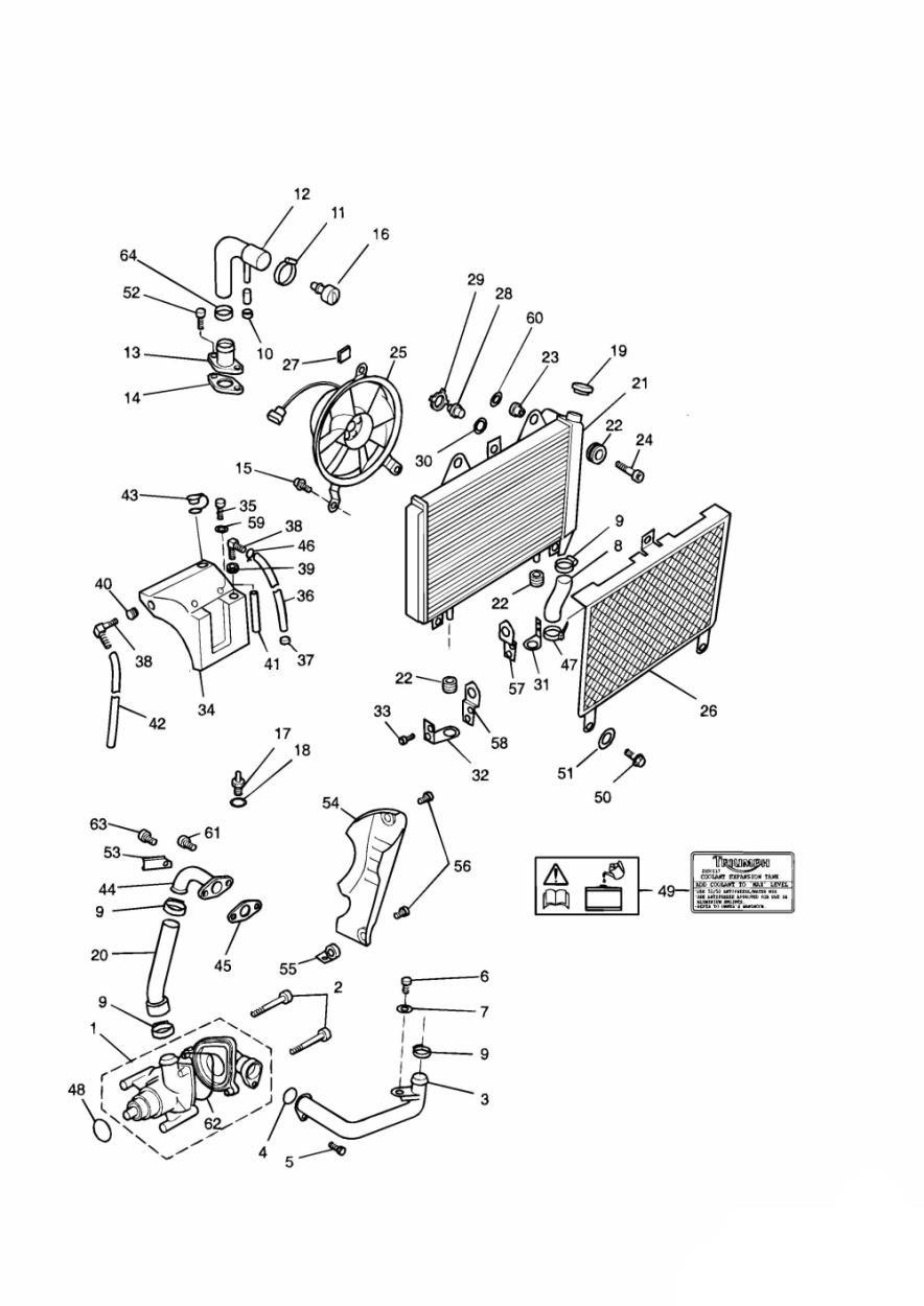 Cooling System 3 Cylinder exploded diagram