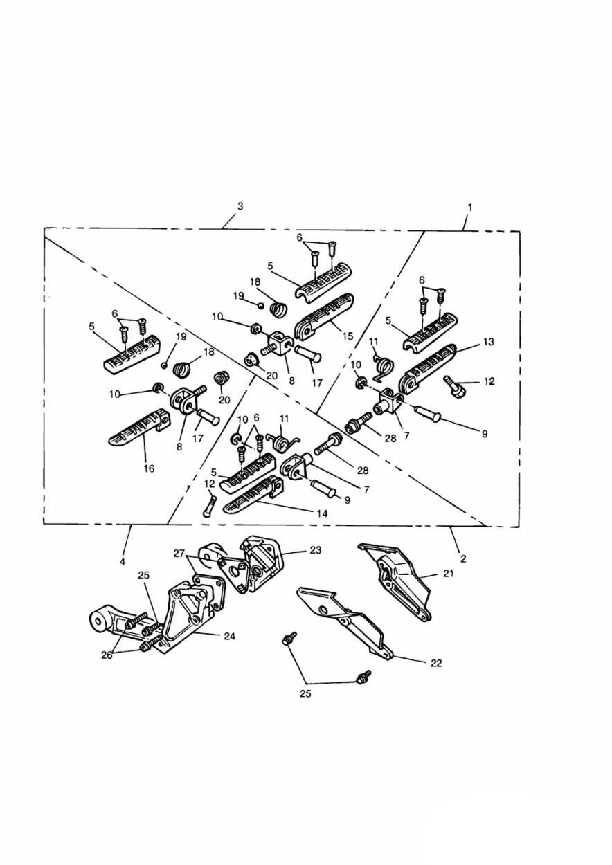 Footrests & Mountings exploded diagram