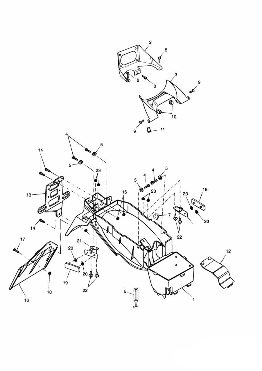 Rear Mudguard & Battery Box exploded diagram