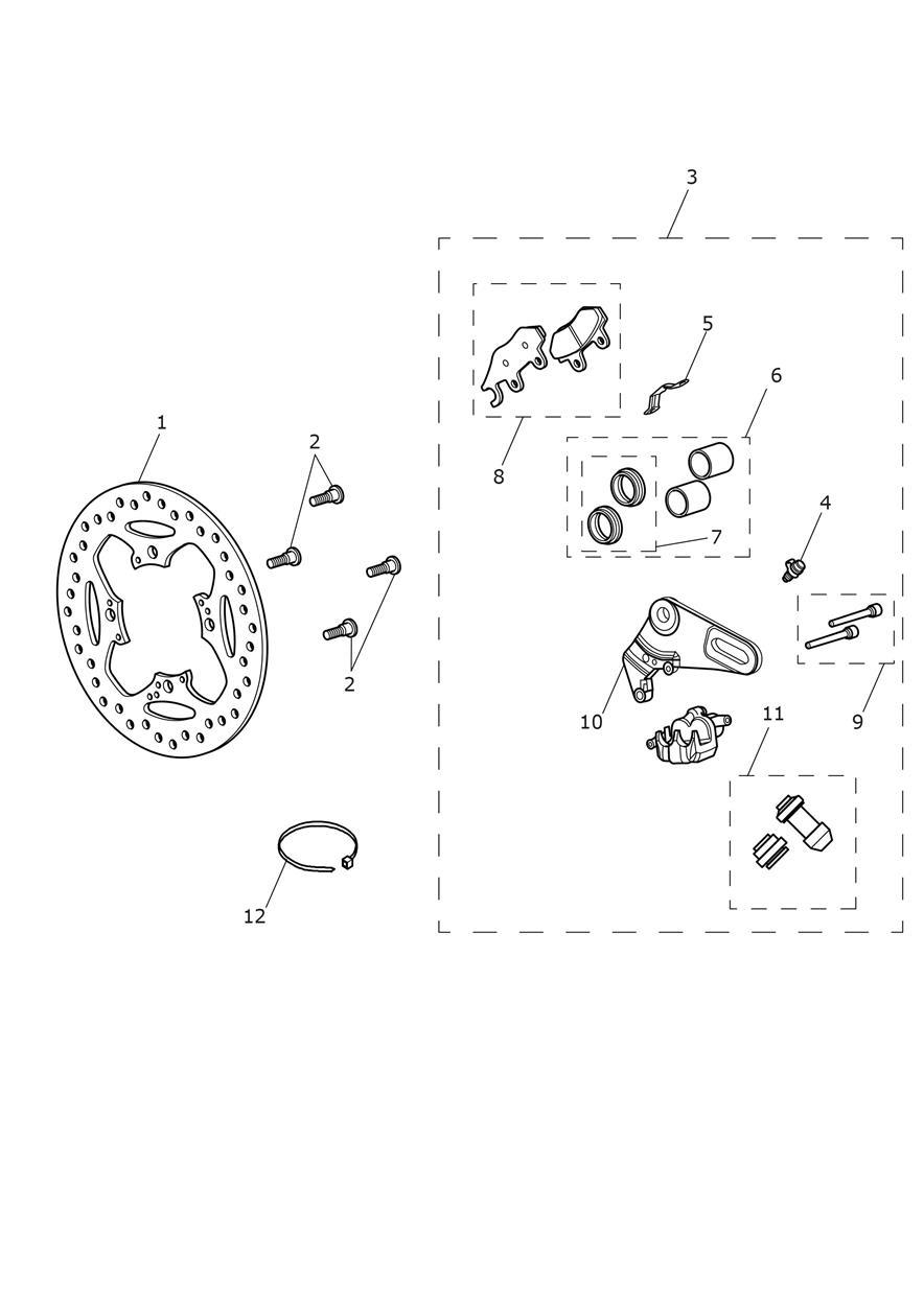 Rear Brake Caliper & Disc exploded diagram