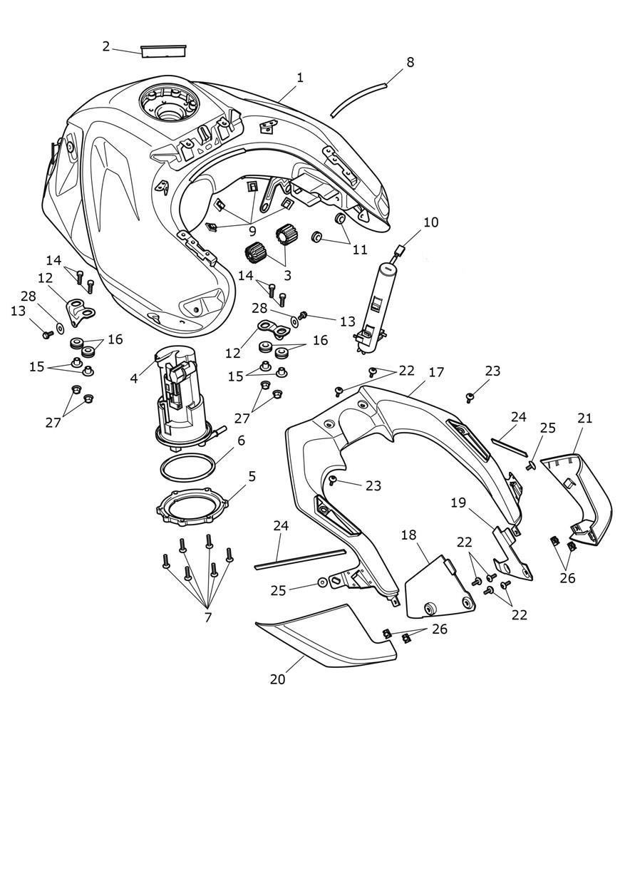 Fuel Tank, Fuel Pump & Fittings exploded diagram