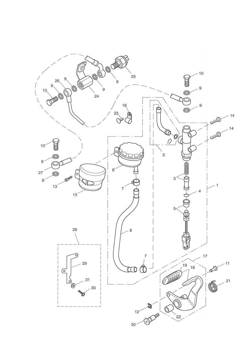 Rear Brake Master Cylinder exploded diagram