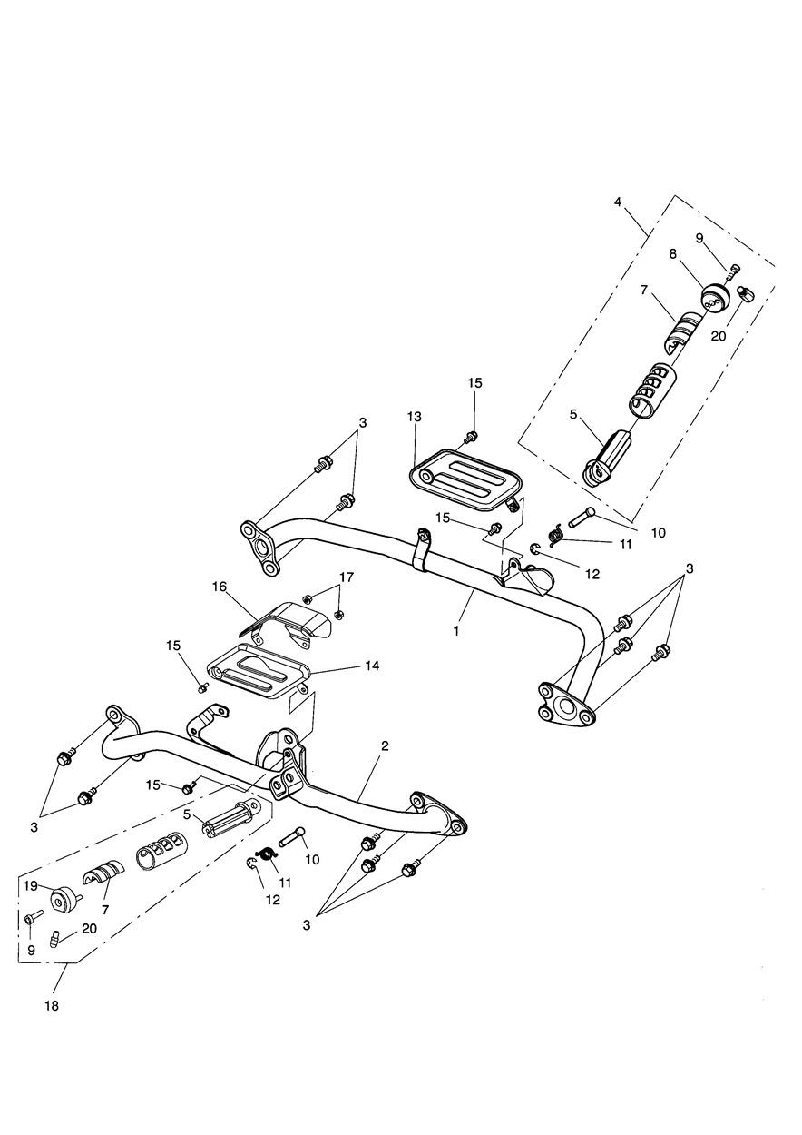 Front Footrests & Mountings - Rocket III exploded diagram