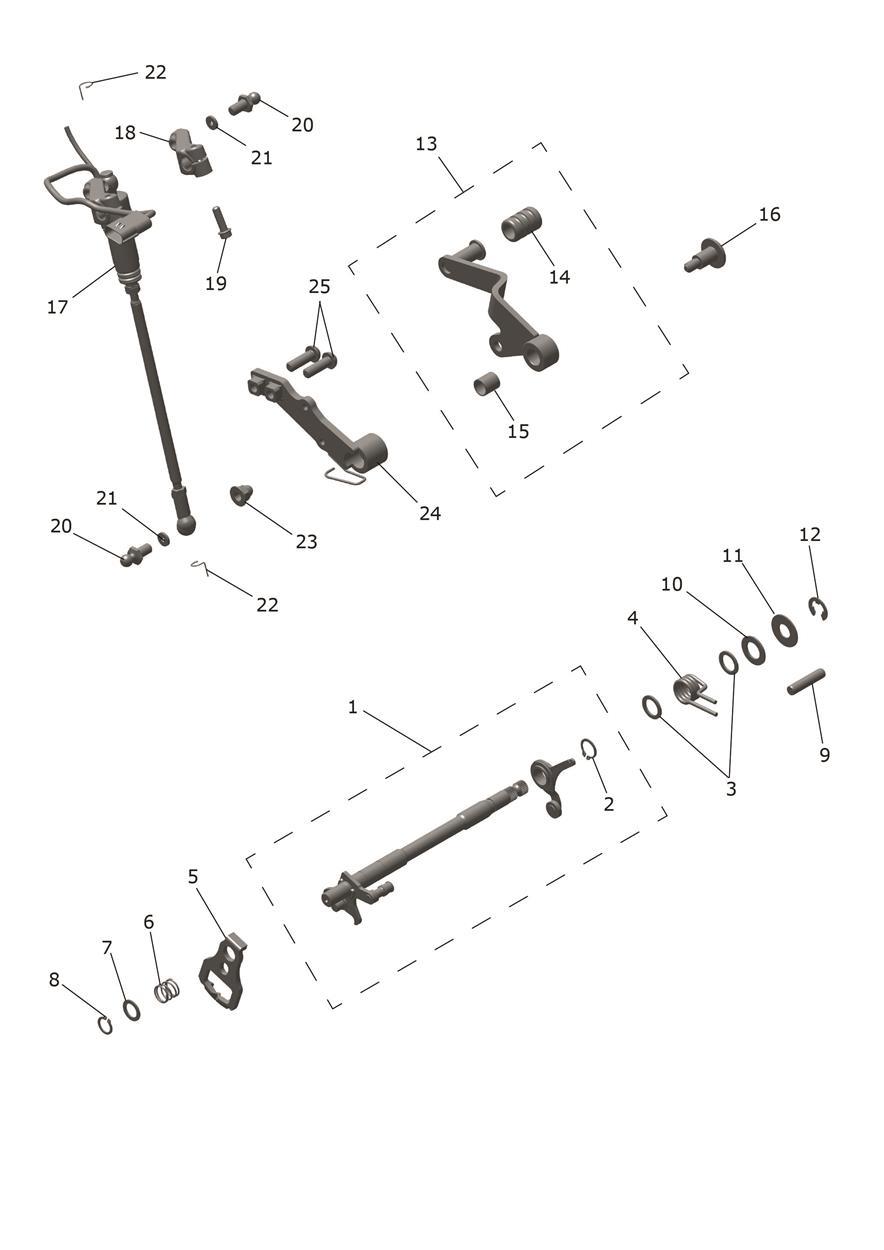 Gearchange Mechanism exploded diagram