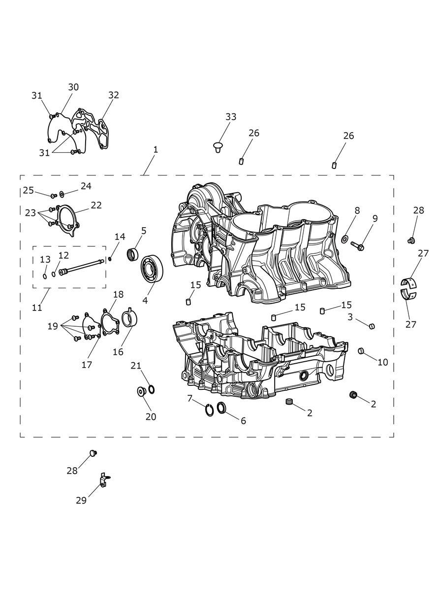 Crankcase & Fittings exploded diagram