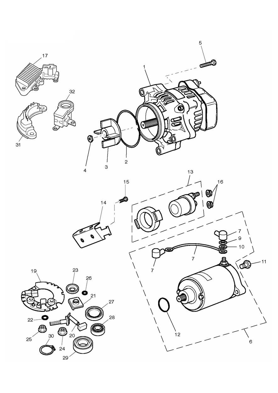 Alternator/Starter exploded diagram