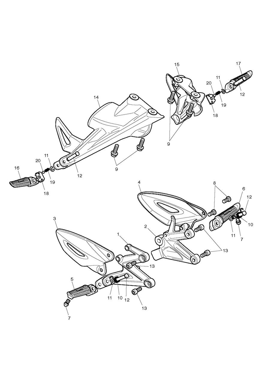 Footrests & Mountings exploded diagram