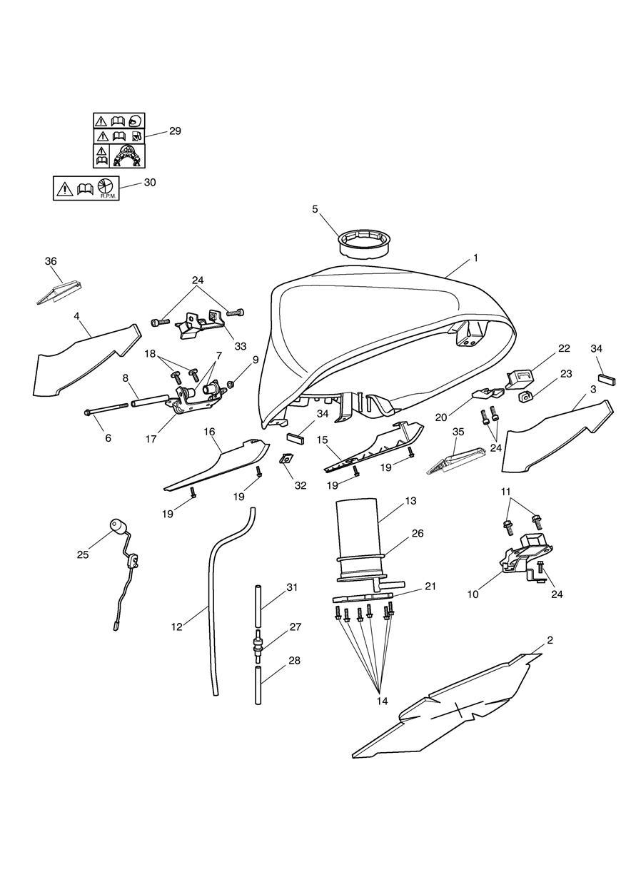 Fuel Tank & Fittings (Non ABS) (ABS Version) exploded diagram