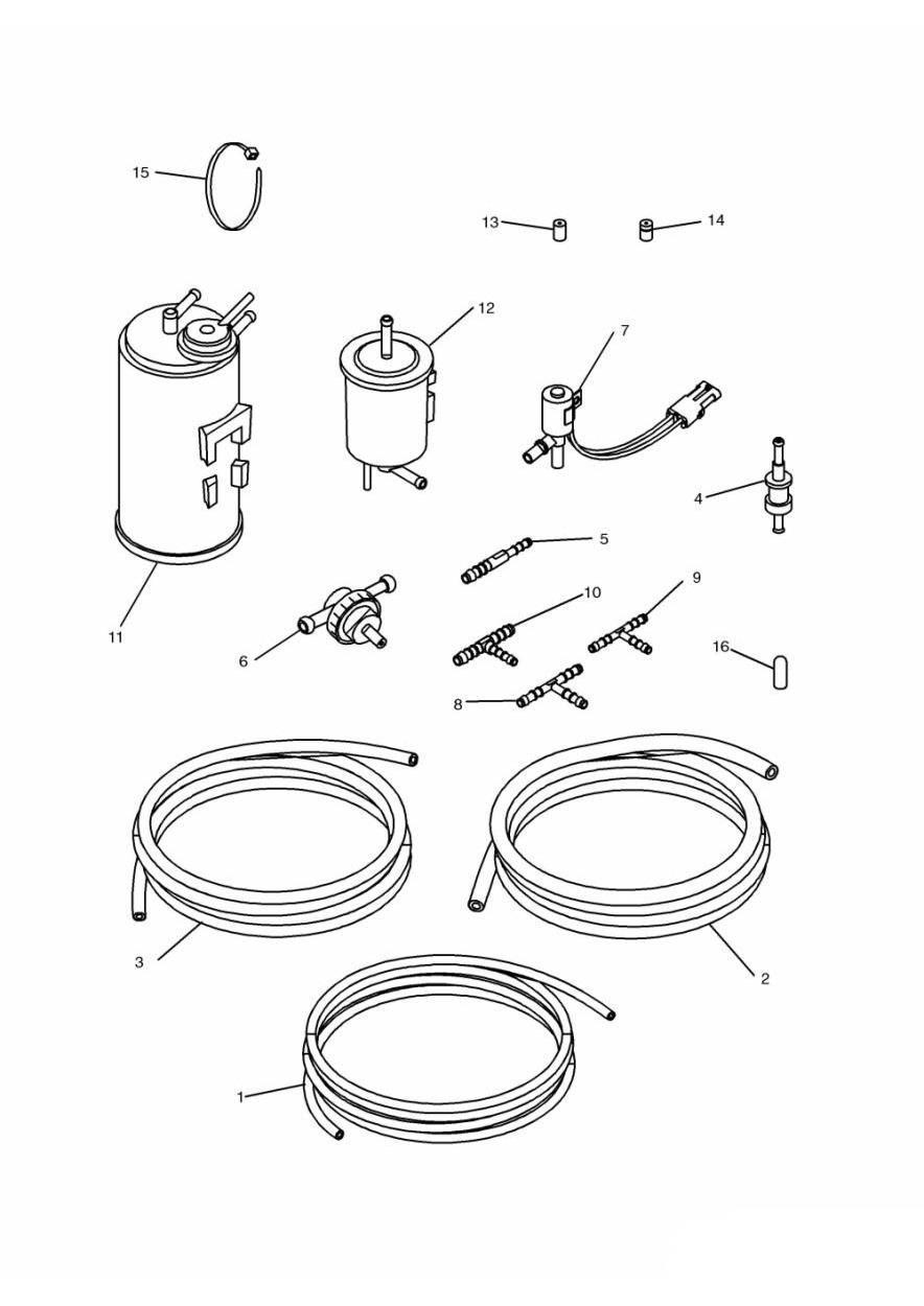 Evaporative Loss Equipment US California models only exploded diagram