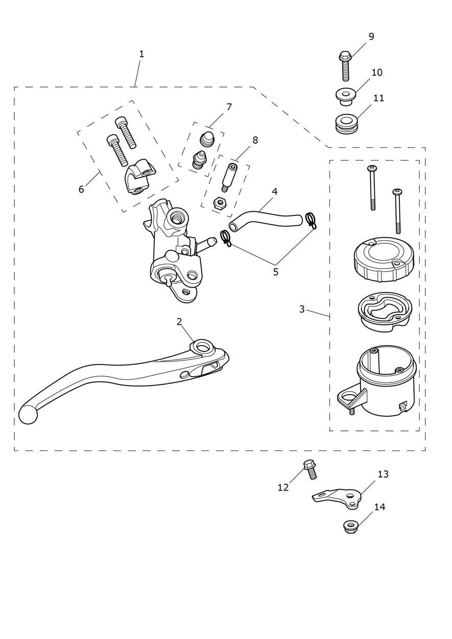 Front Brake Master Cylinder exploded diagram