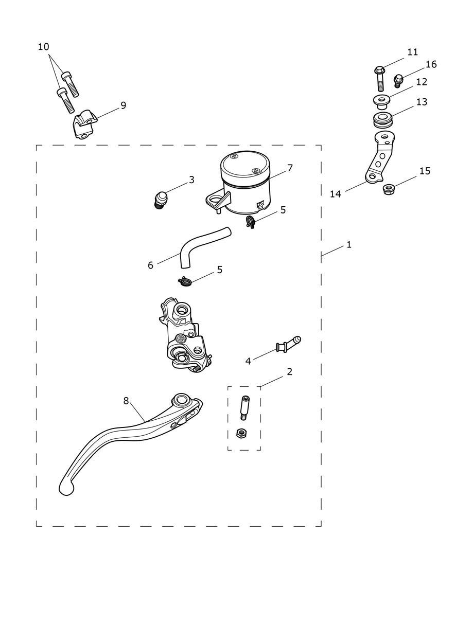 Front Brake Master Cylinder & Hoses exploded diagram
