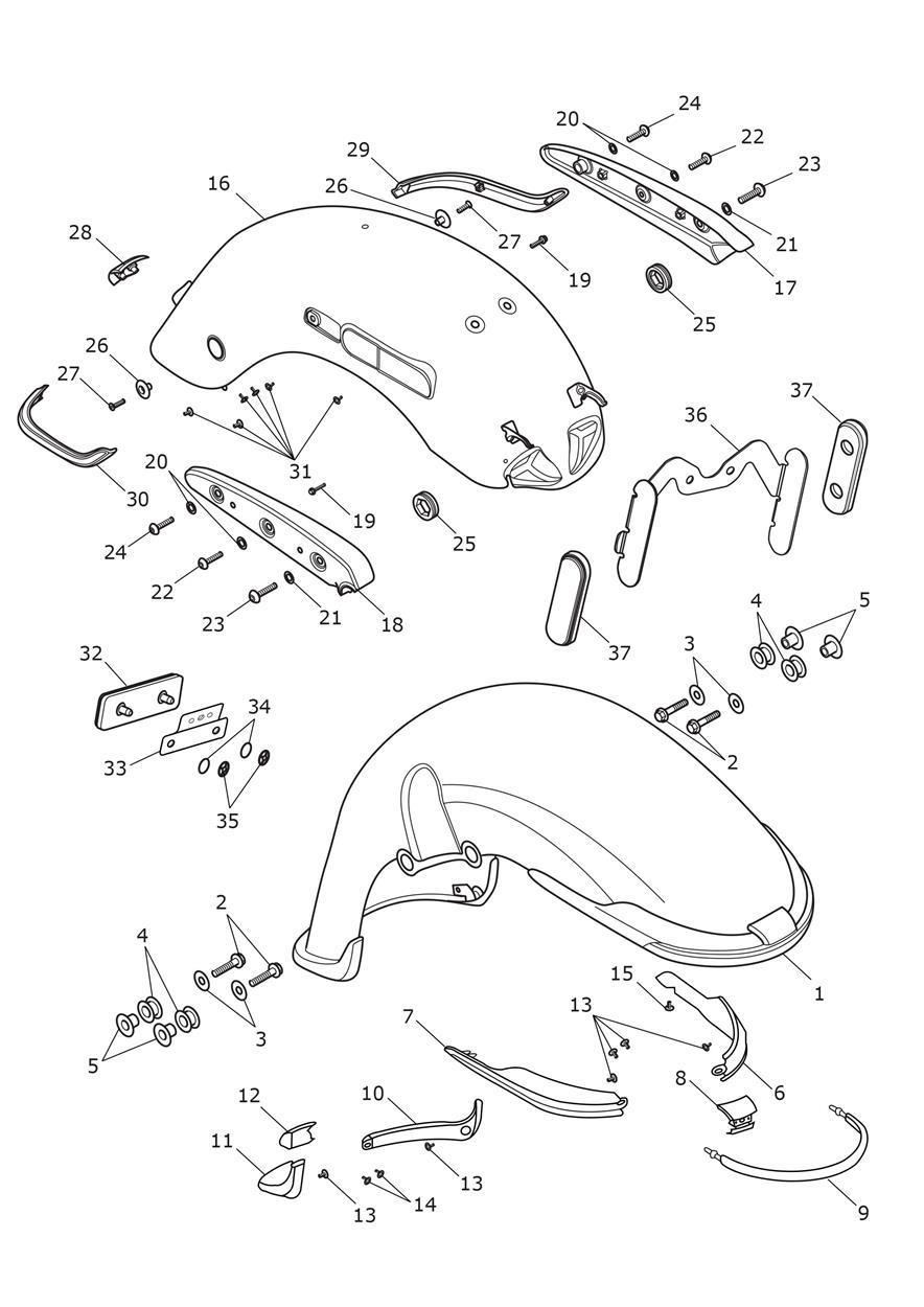 Mudguards exploded diagram