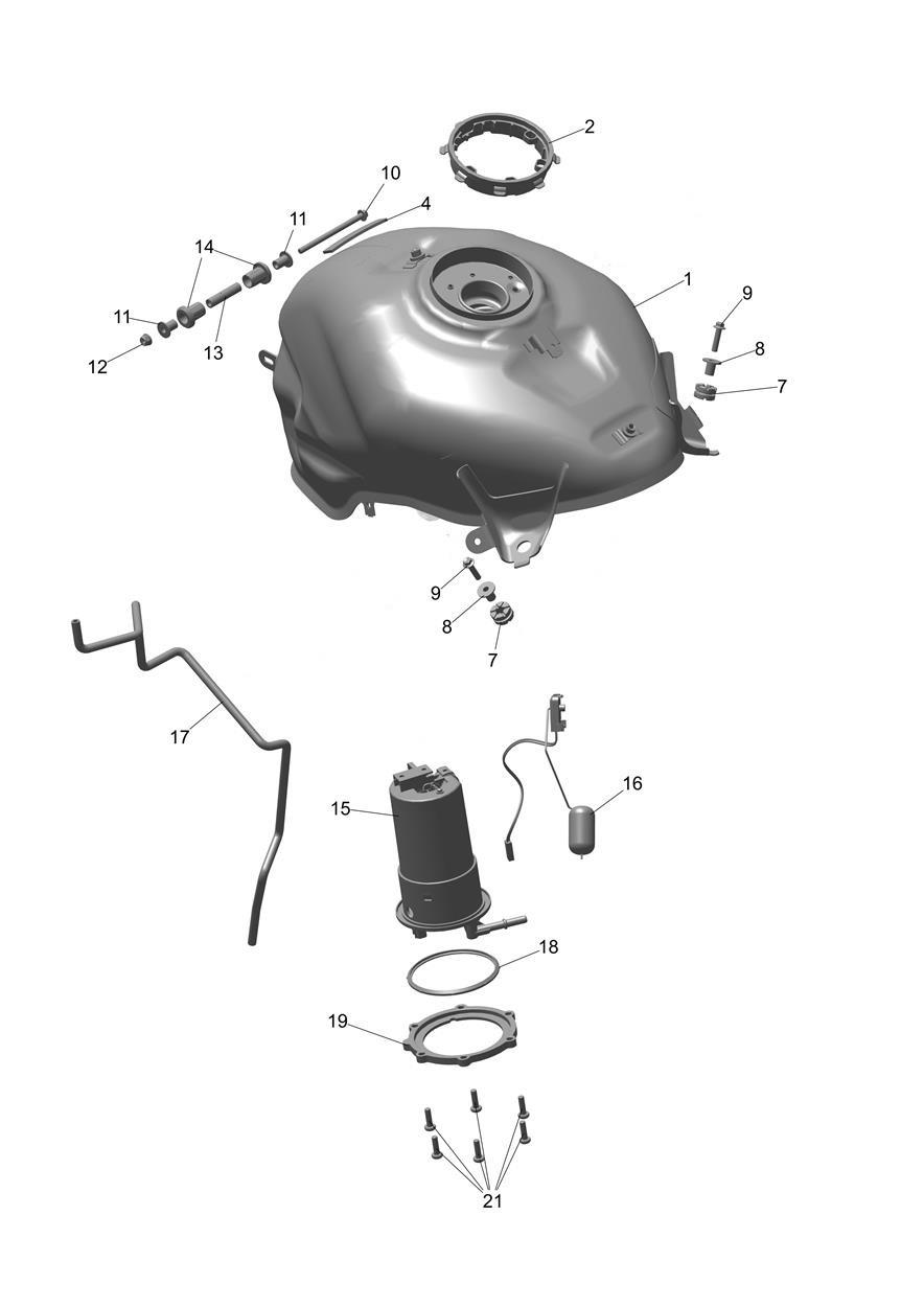 Fuel Tank, Fuel Pump & Fittings exploded diagram