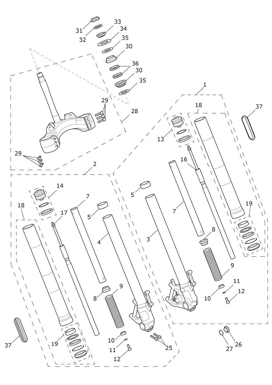 Front Forks & Lower Yoke exploded diagram