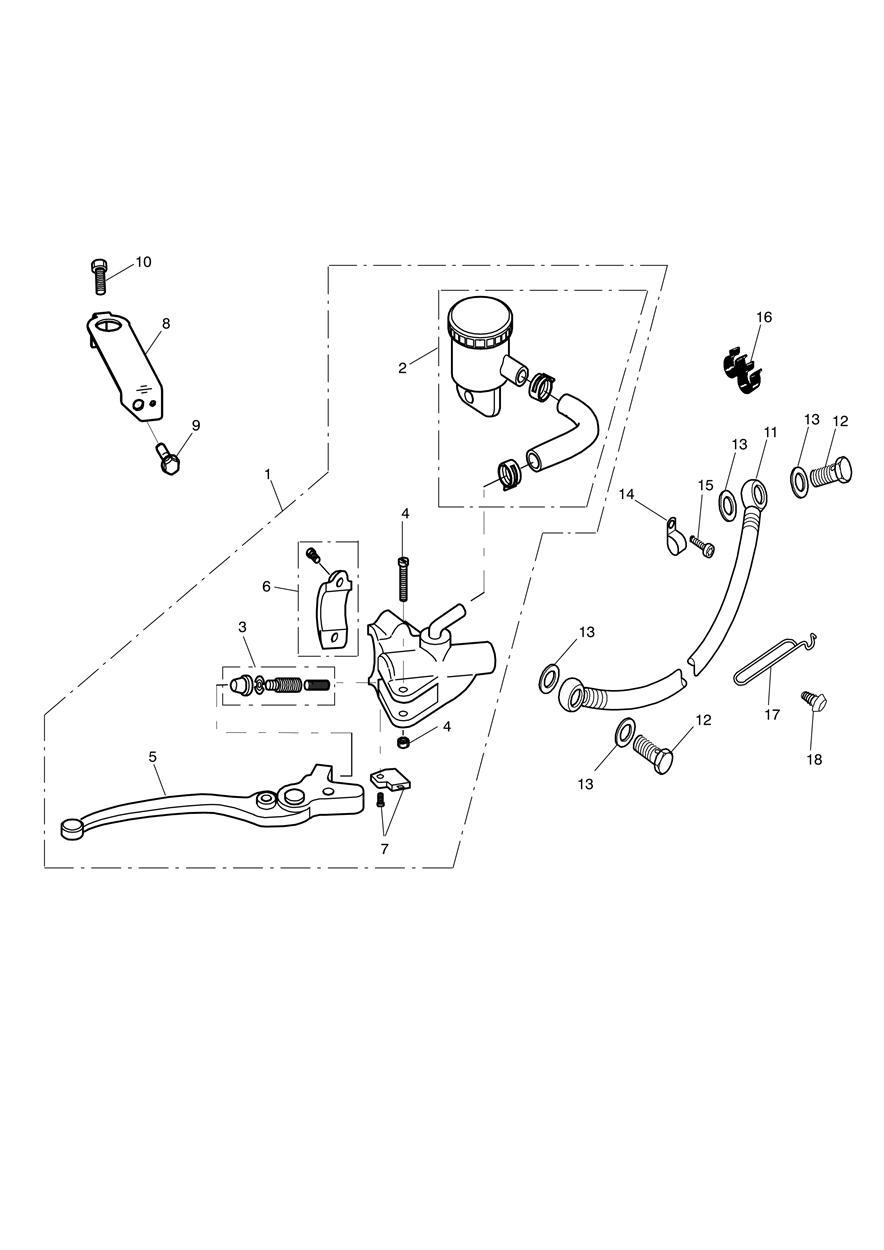 Front Brake Master Cylinder & Hoses exploded diagram