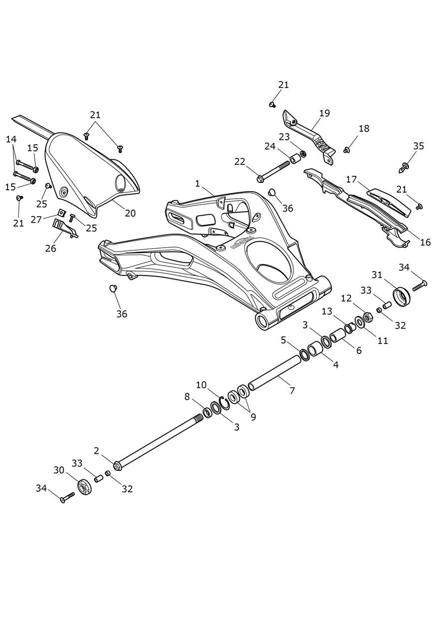 Rear Swingarm exploded diagram