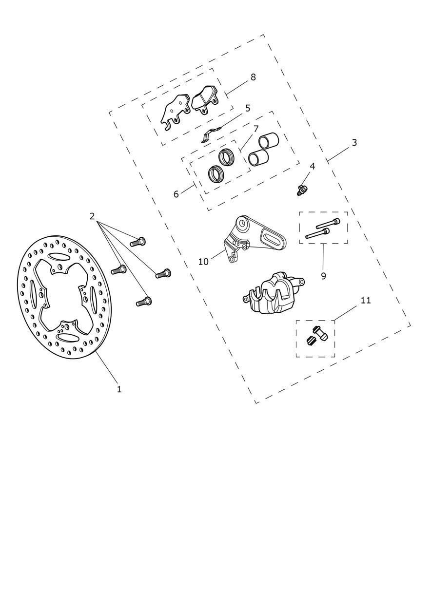 Rear Brake Caliper & Disc exploded diagram