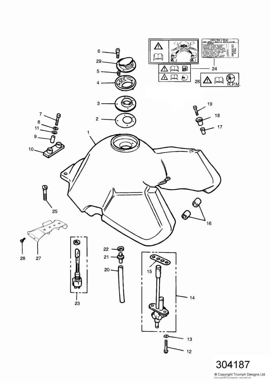 Fuel Tank and Fittings exploded diagram