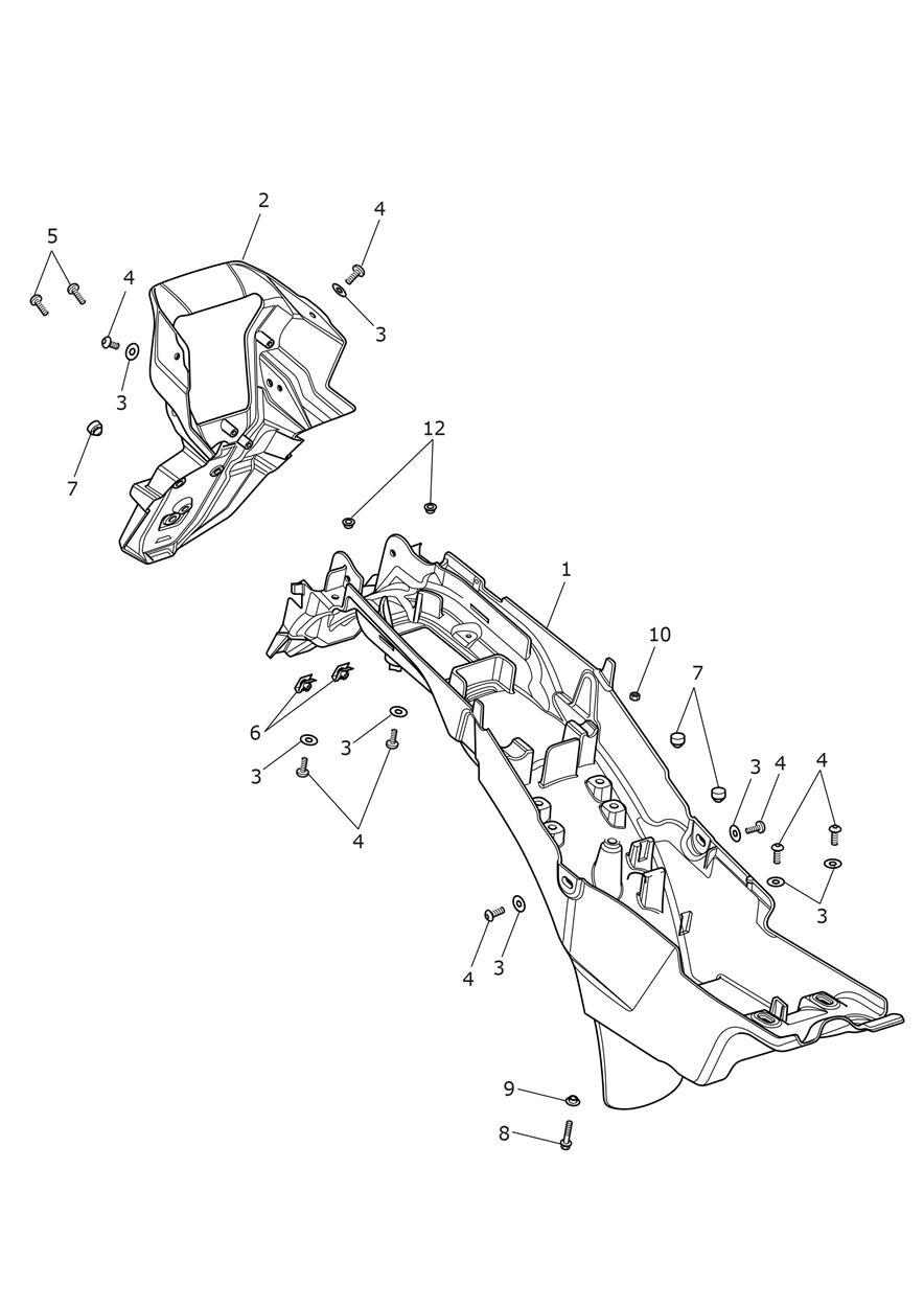 Rear Mudguard & Battery Box exploded diagram
