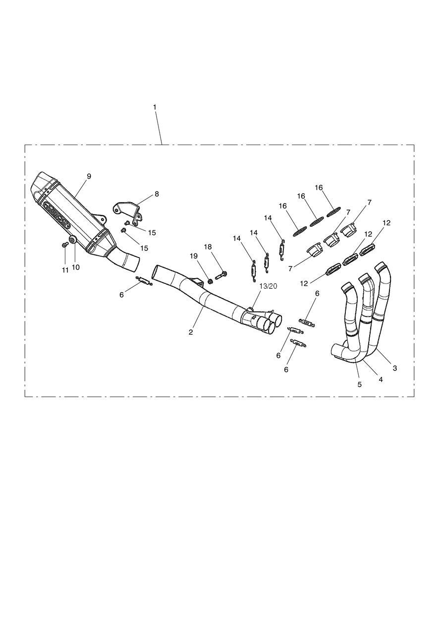 Exhaust System, Arrow, 3 into 1 exploded diagram