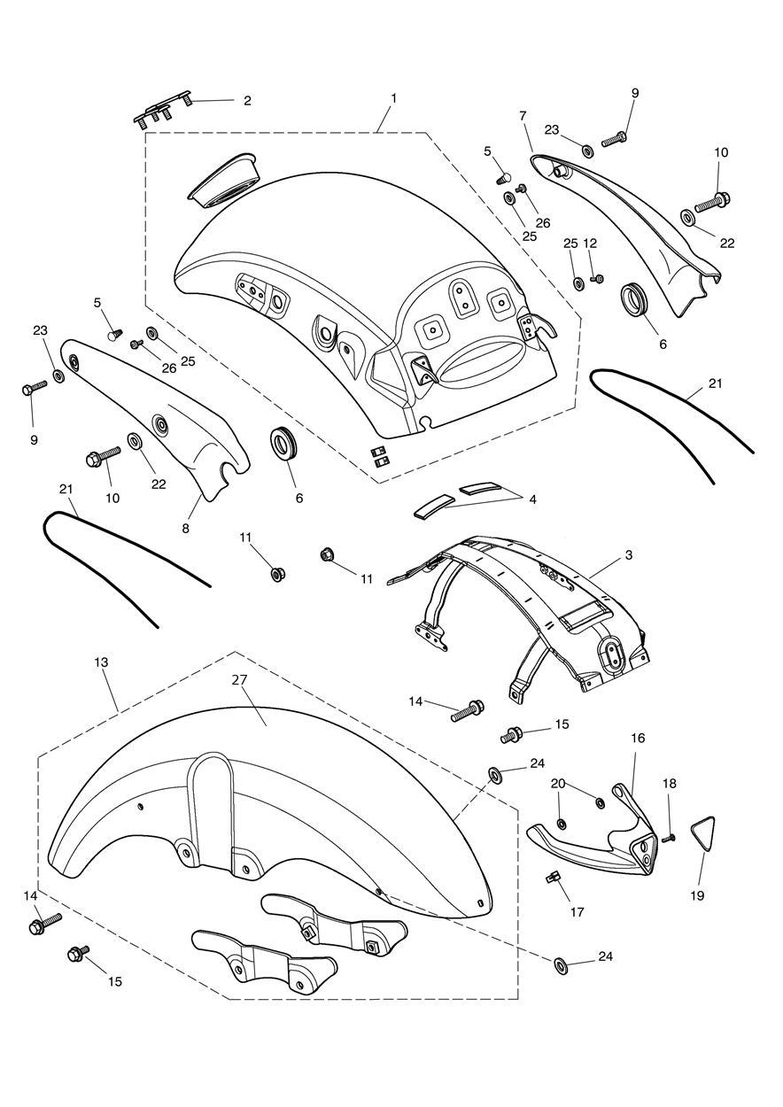 Mudguards exploded diagram
