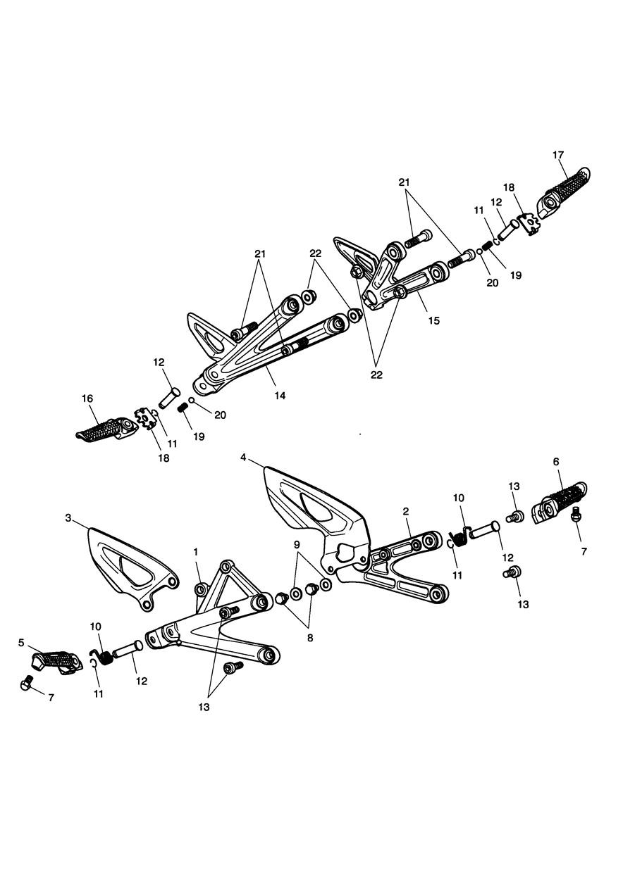 Footrests & Mountings exploded diagram