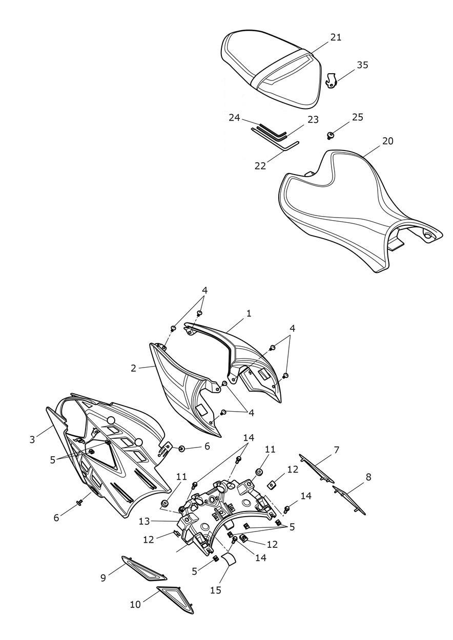 Rear Bodywork & Seat exploded diagram