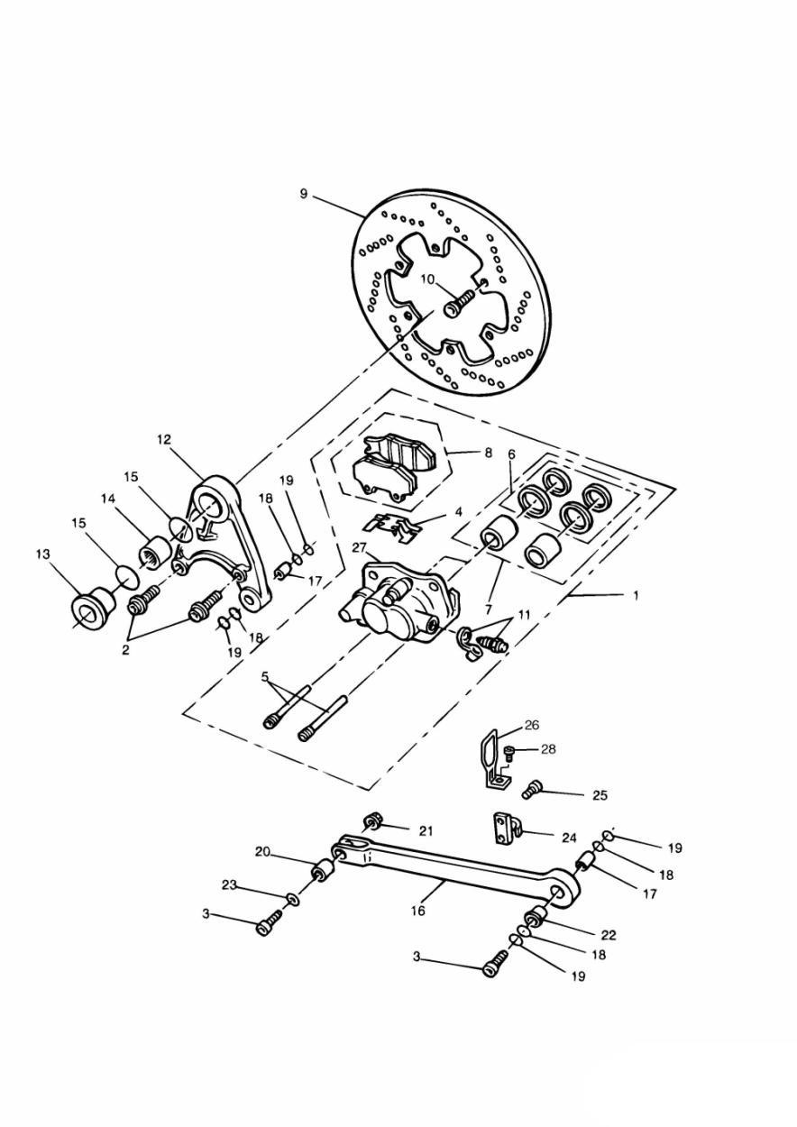 Rear Brake Disc and Caliper exploded diagram