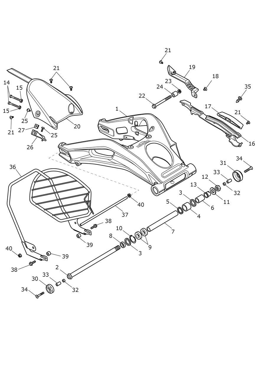 Rear Swingarm exploded diagram