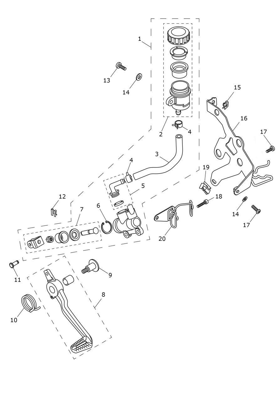 Rear Brake Master Cylinder exploded diagram