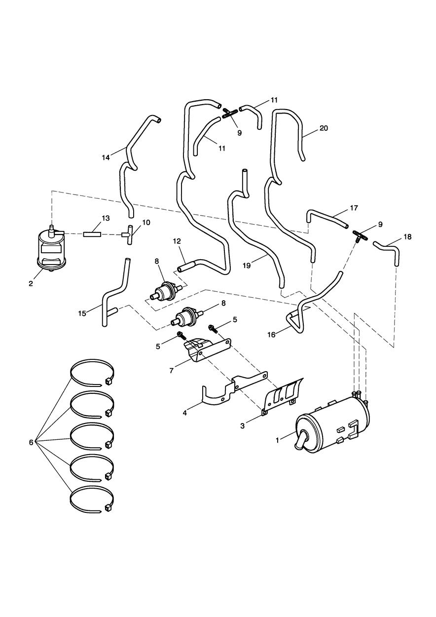 Evap. Loss Control System California Only exploded diagram