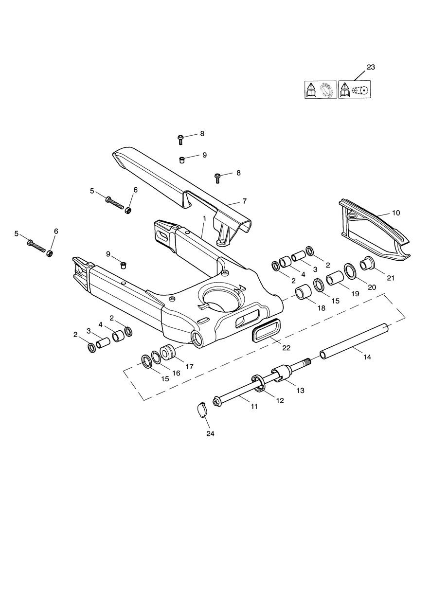Swinging Arm Double sided swingarm exploded diagram