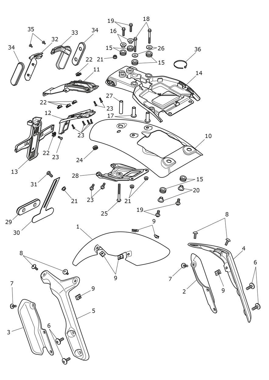 Mudguards exploded diagram