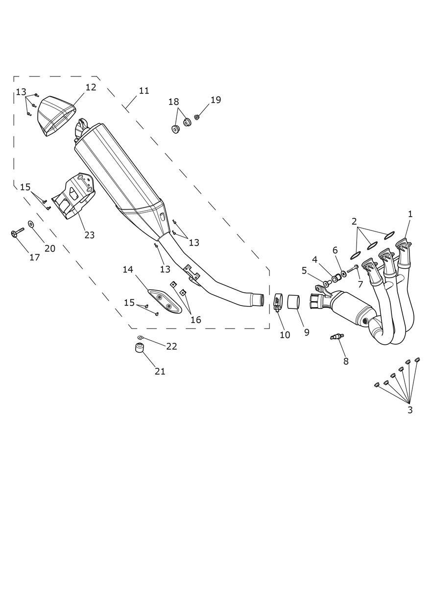 Exhaust System - N/A to Low Ride Height Version exploded diagram