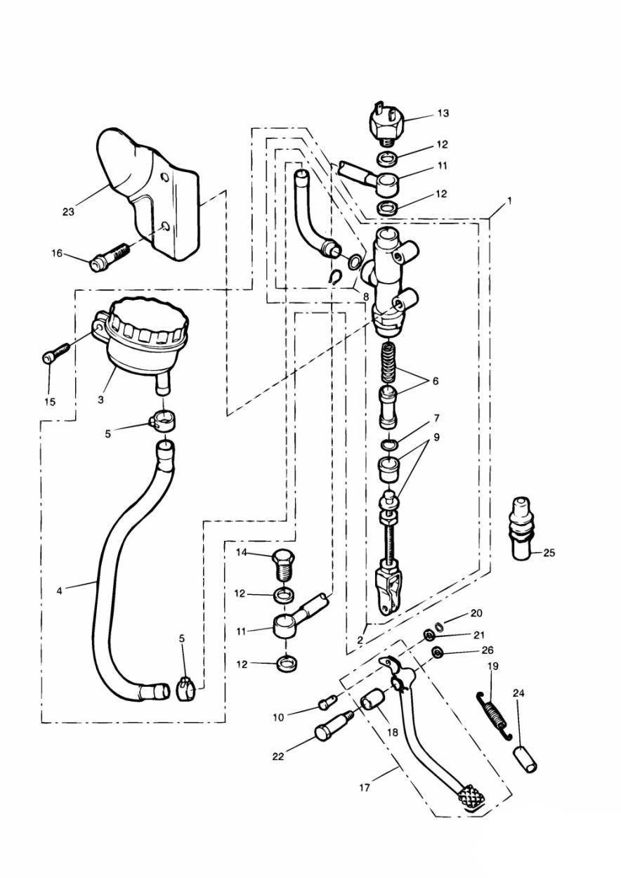 Rear Brake Master Cylinder exploded diagram