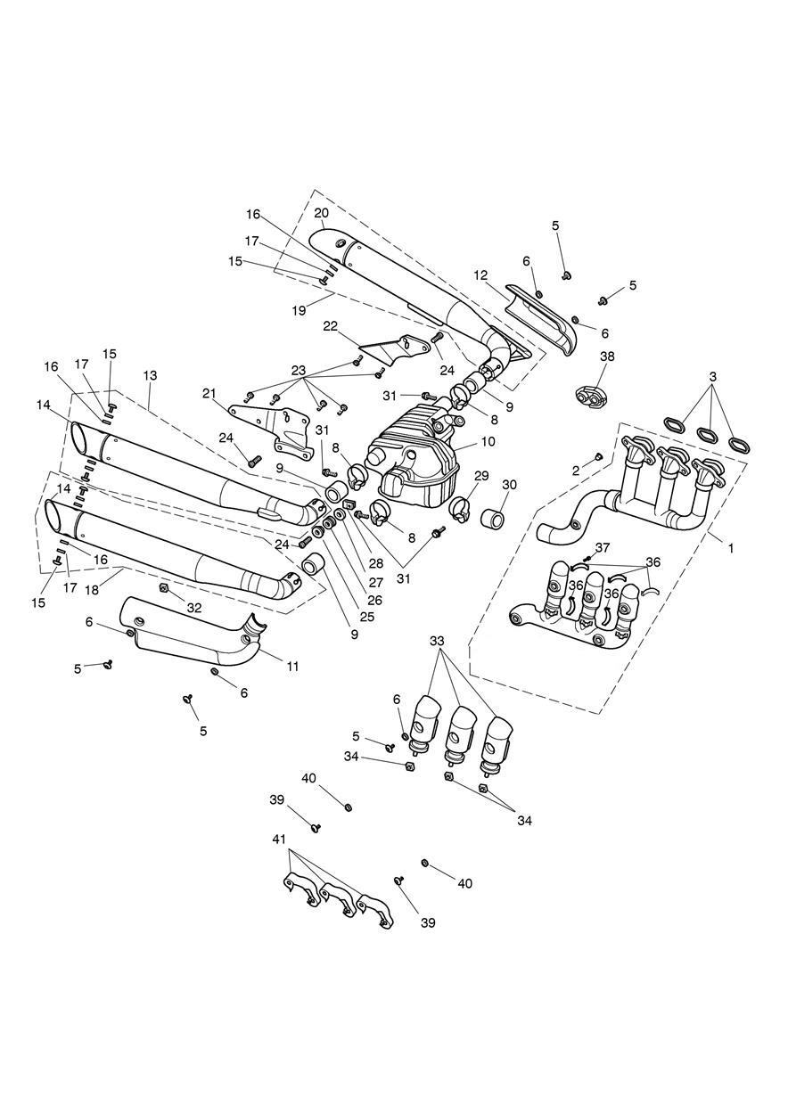 Exhaust System - Rocket III only exploded diagram