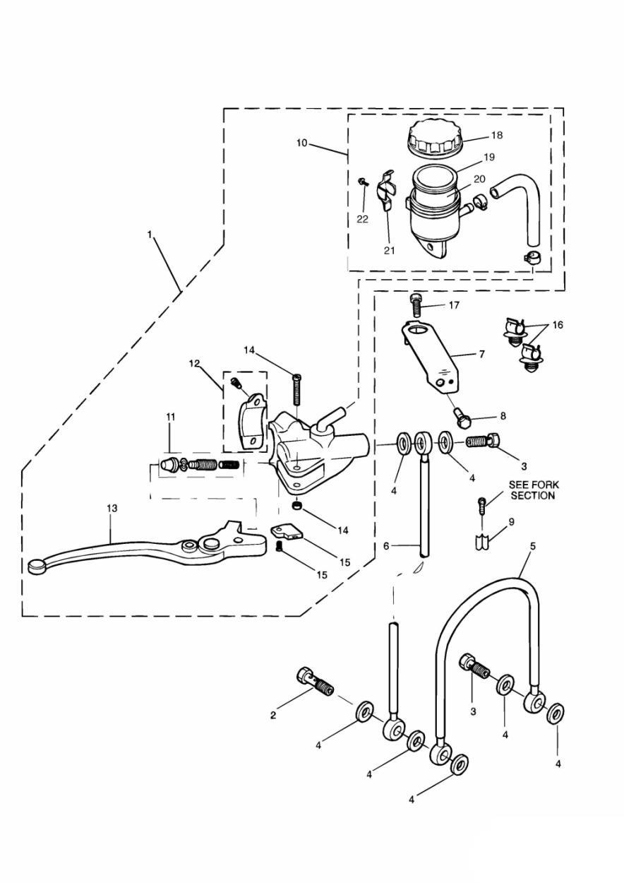 Front Brake Master Cylinder exploded diagram