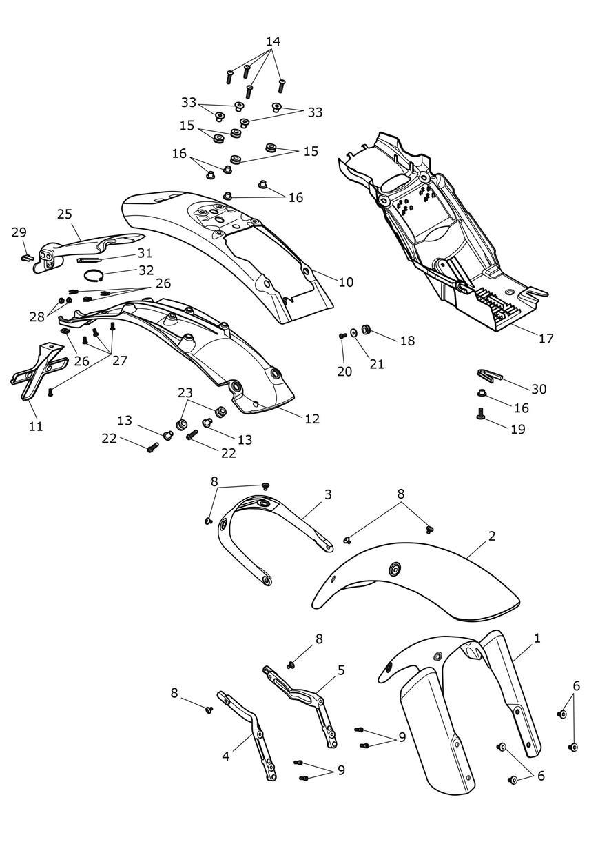 Mudguards exploded diagram