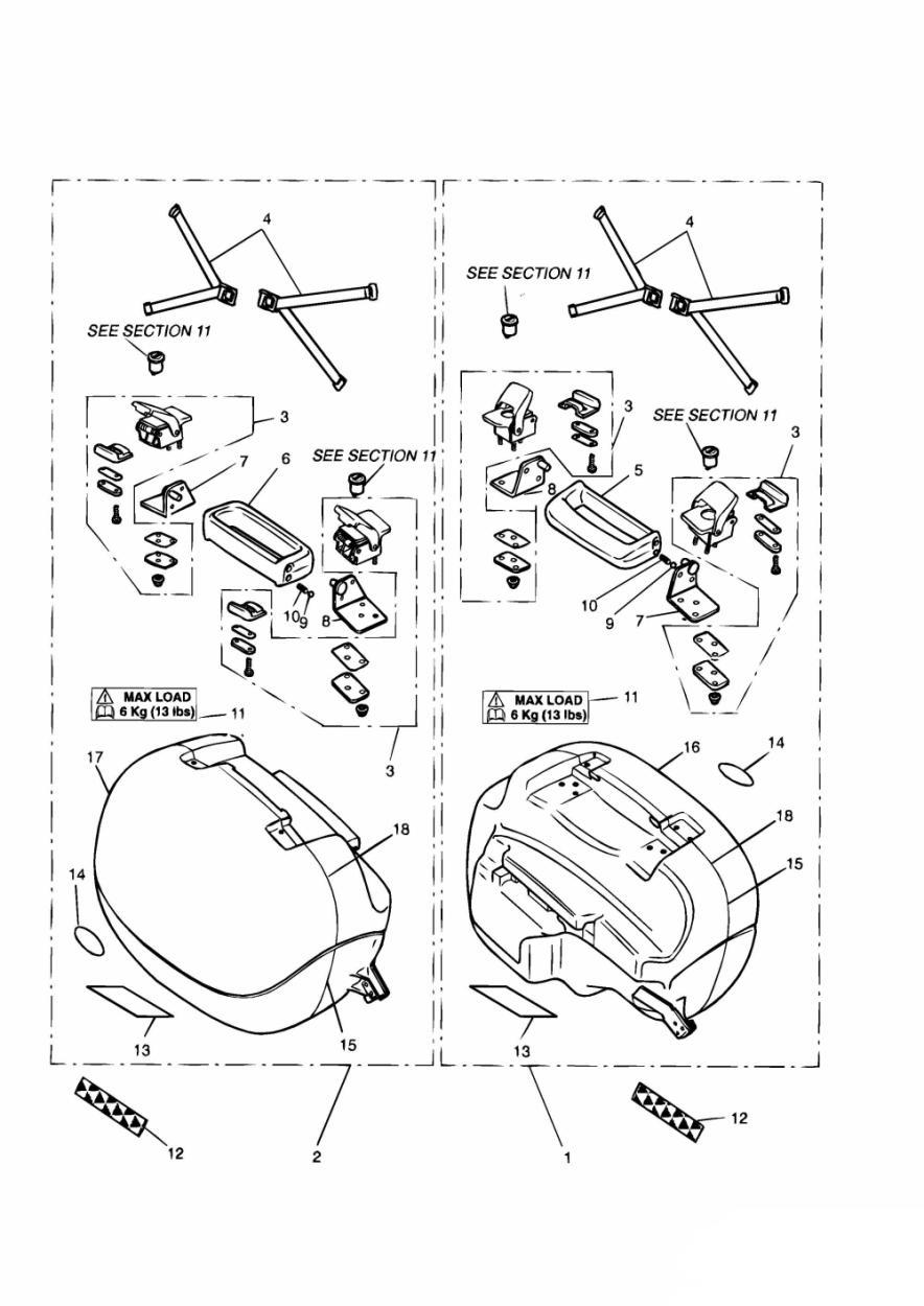 Bodywork - Luggage Systems exploded diagram