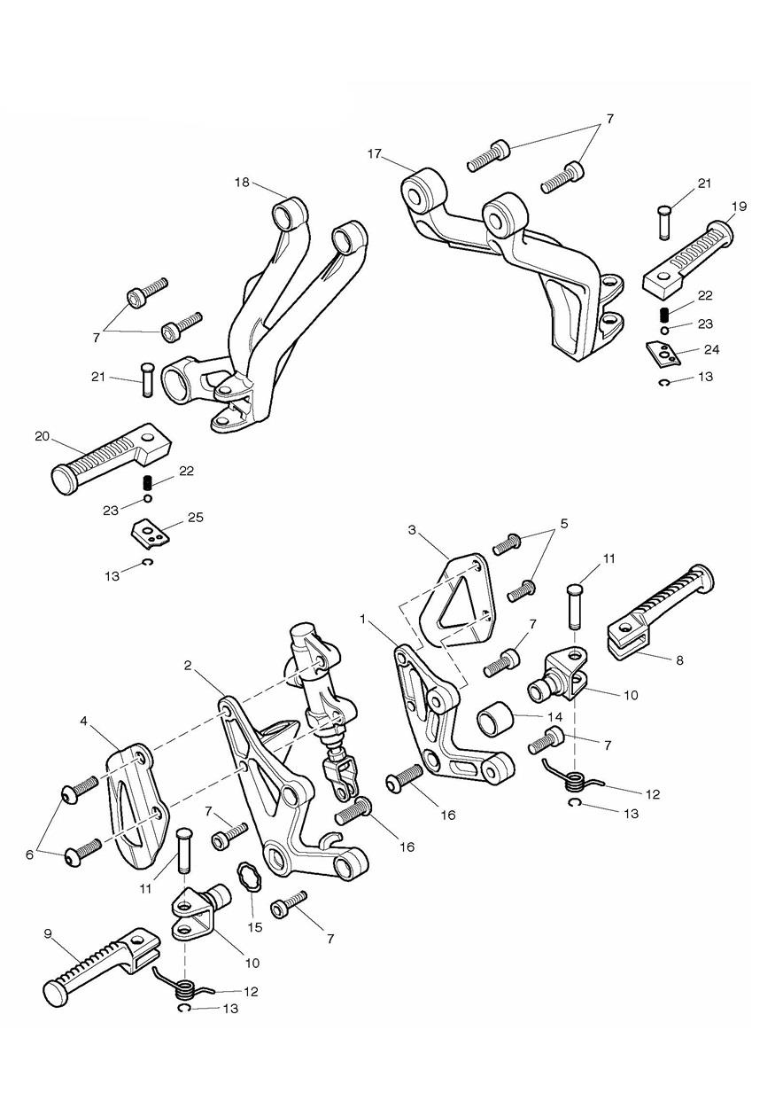 Footrests & Mountings exploded diagram