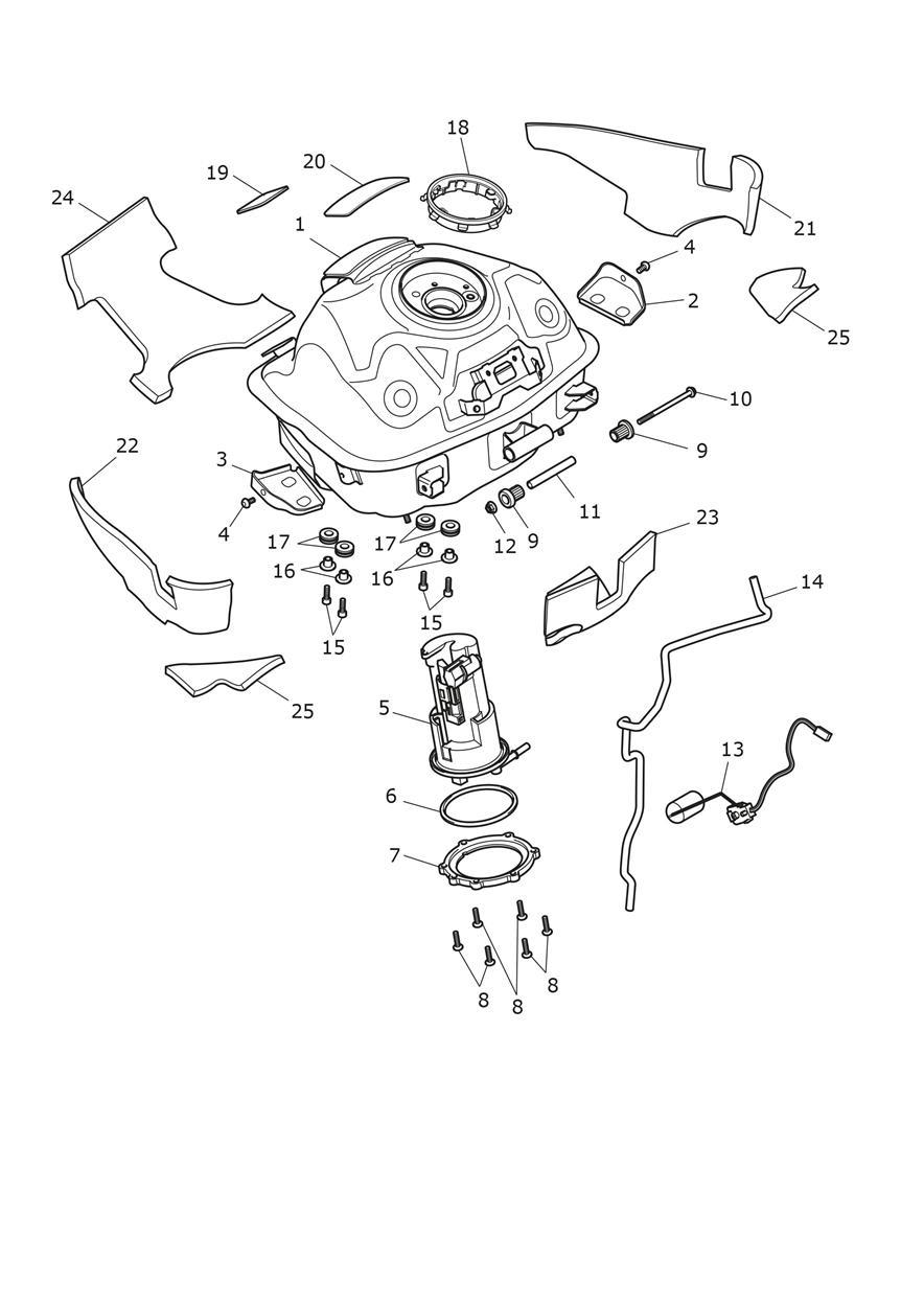 Fuel Tank, Pump and Fittings exploded diagram