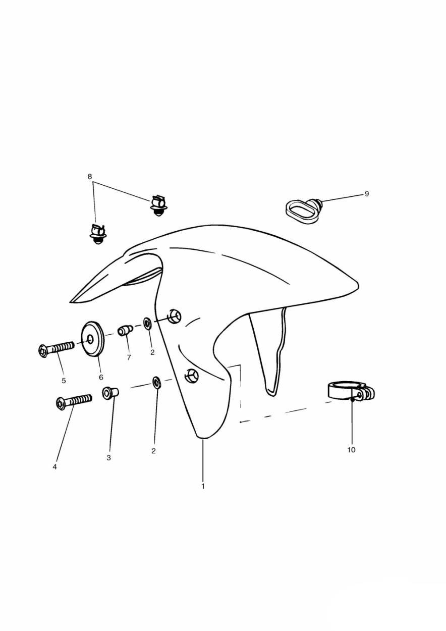 Front Mudguard US,CA,SG Only exploded diagram