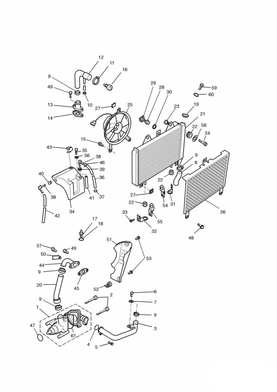 Cooling System 3 Cylinder exploded diagram