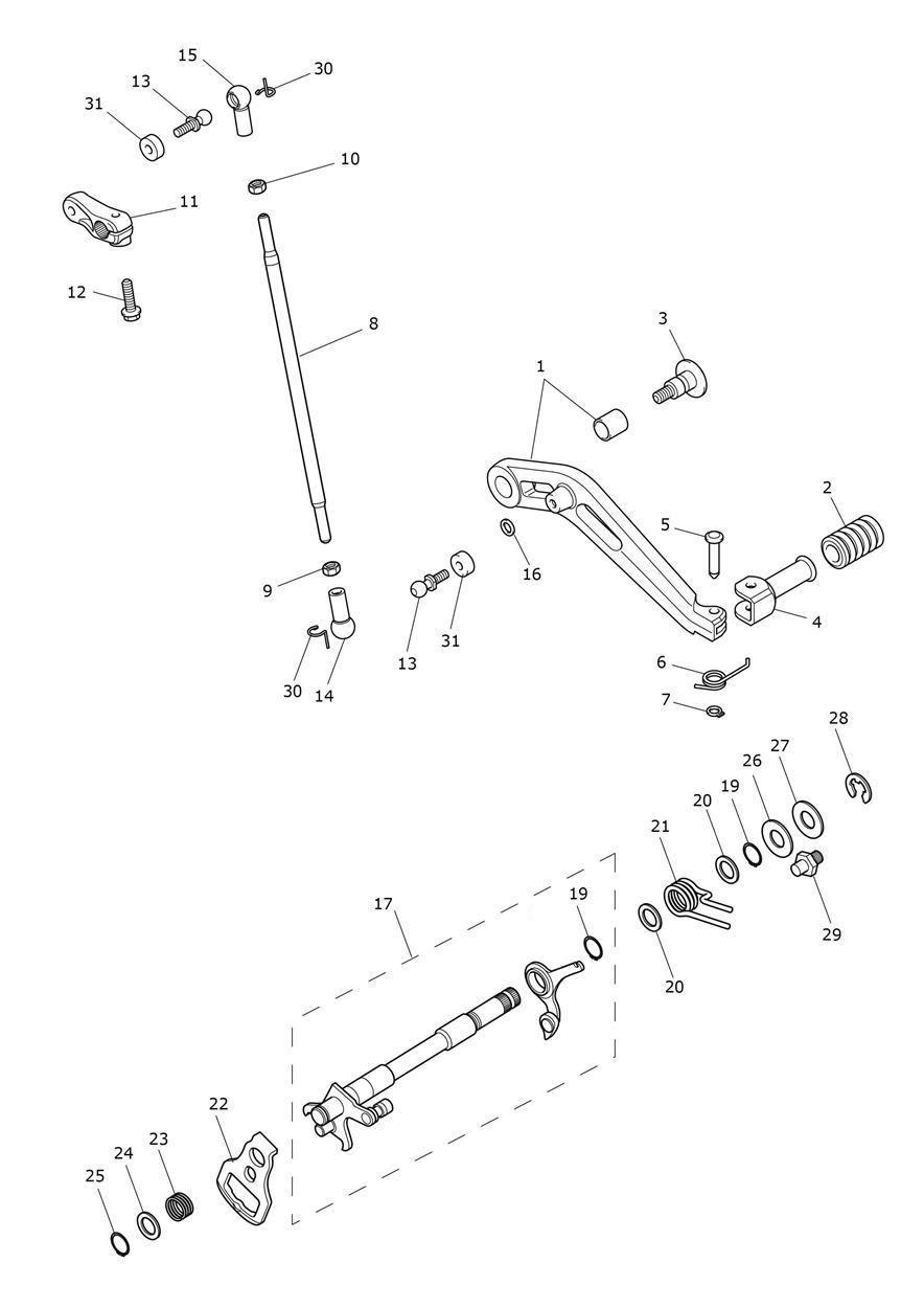 Gear Change Mechanism exploded diagram