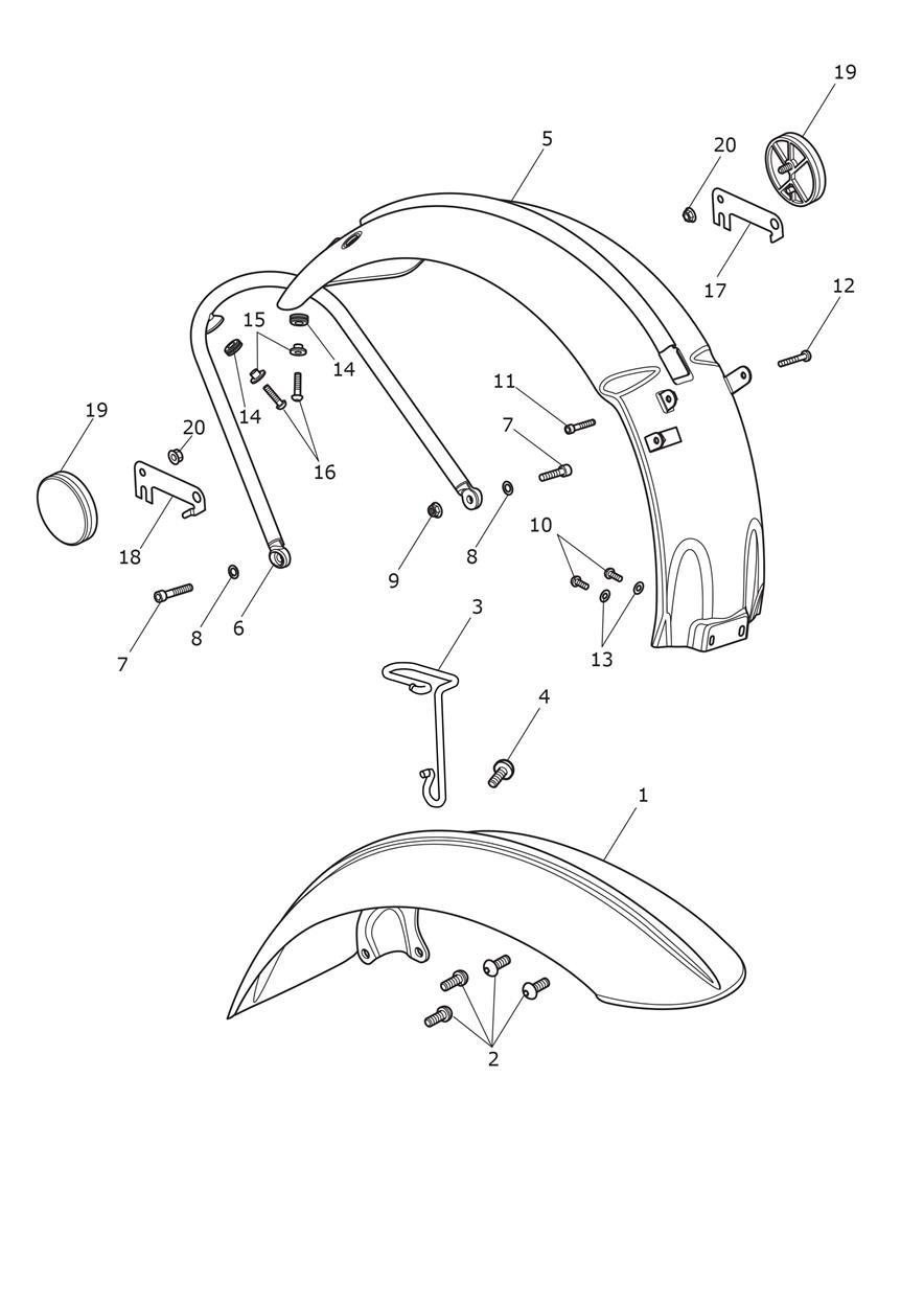 Mudguards exploded diagram