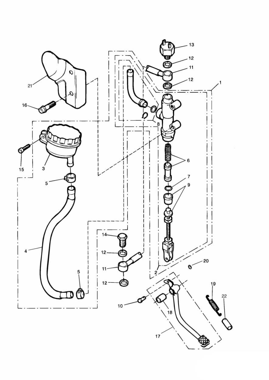 Rear Brake Master Cylinder exploded diagram