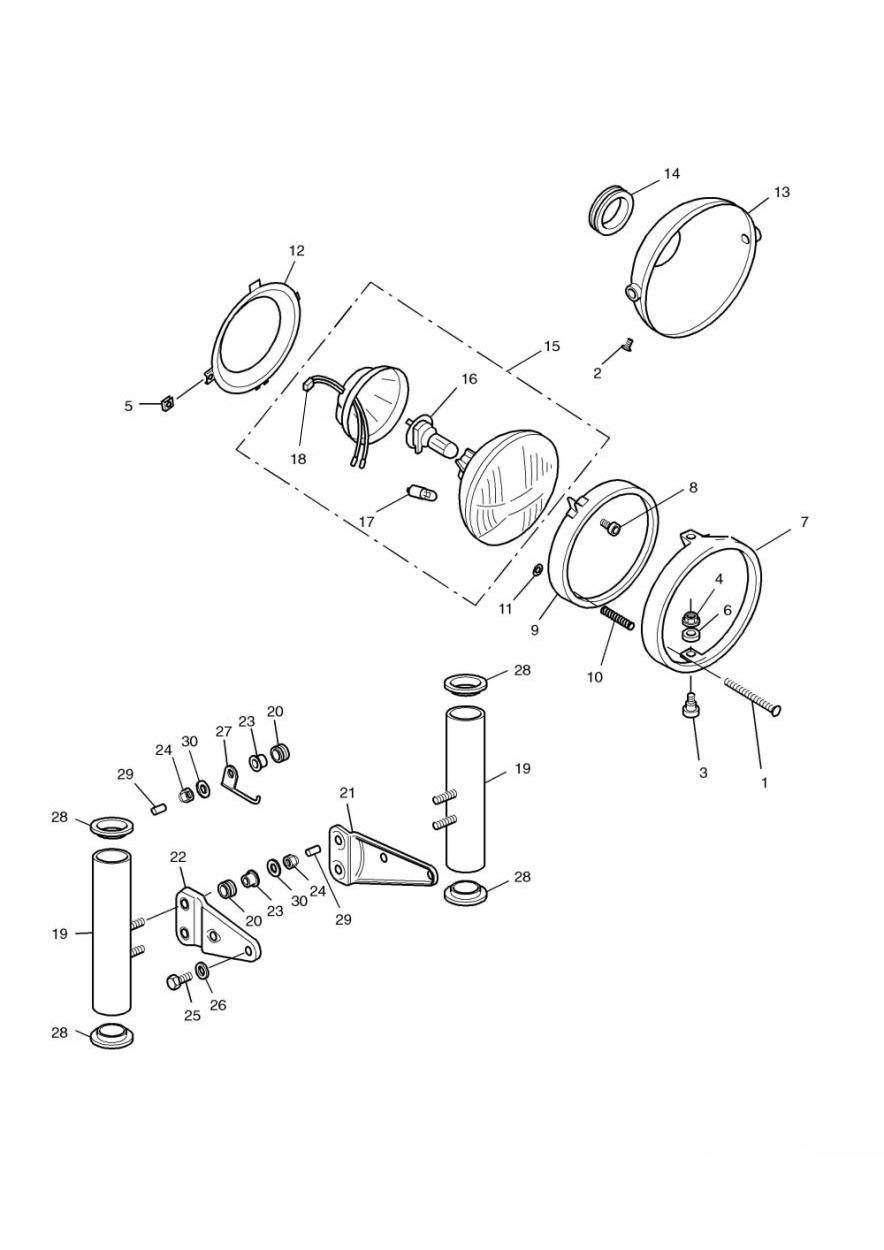 Headlight/Mountings exploded diagram