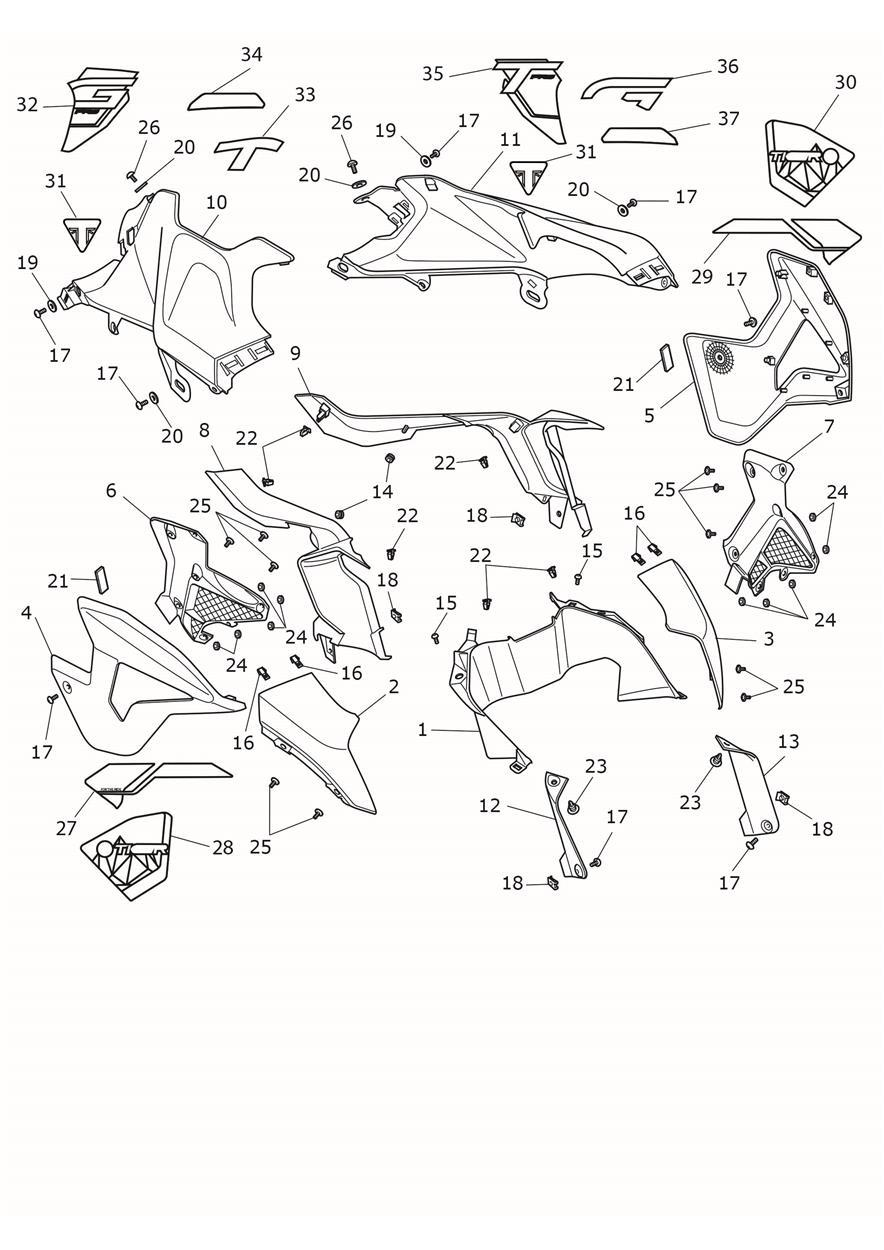 Side Fairings exploded diagram
